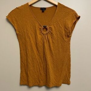 Ann Taylor Linen Blend Mustard T Shirt XXSP